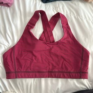 LULULEMON All Sports Bra in Hyper Stripe Bordeaux Drama Bumble Berry size 12